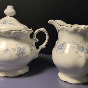 Elegant White and Blue Floral Tea Set